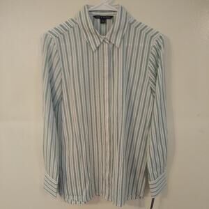 NWT Zac and Rachel Women's striped long sleeve blouse. Small. Office,Flattering